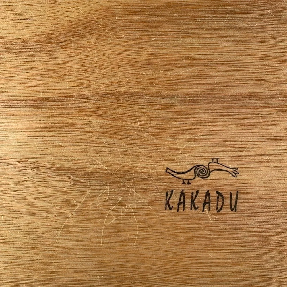 Kakadu Signed Wooden Hand Painted Vibrant Colored Exaggerate Person and Bird